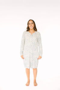 Walking on Water Womens Nightgown PJ Ribbed Cotton/Bamboo Blend
