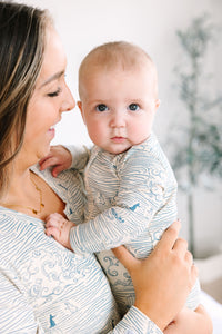 Walking on Water PJ Footed Onesie Ribbed Cotton/Bamboo Blend