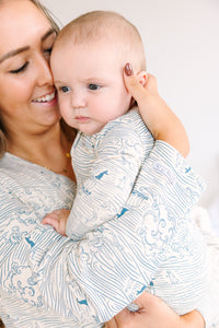 Walking on Water PJ Footless Onesie Ribbed Cotton/Bamboo Blend