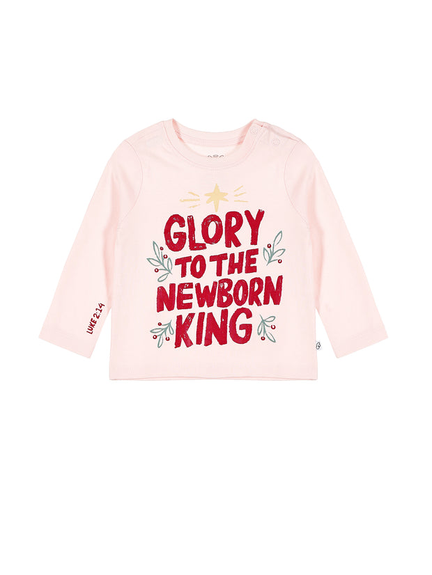 Baby Glory to the Newborn King Pink T-Shirt Cotton | Long Sleeve