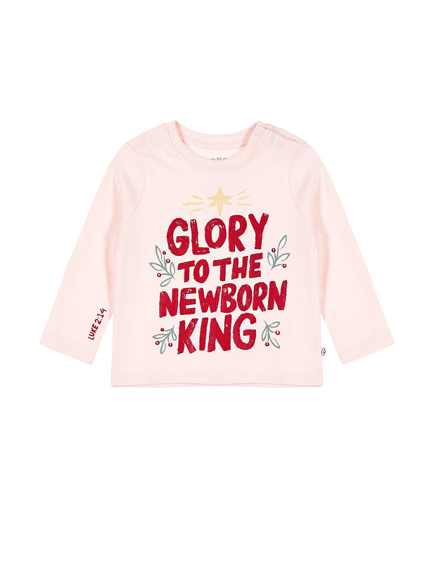 Baby Glory to the Newborn King Pink T-Shirt Cotton | Long Sleeve