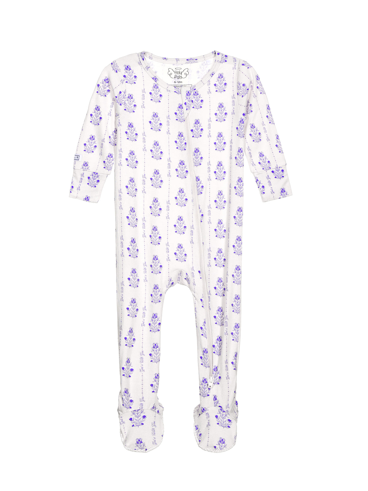 God is With You Floral PJ Footed Onesie Bamboo