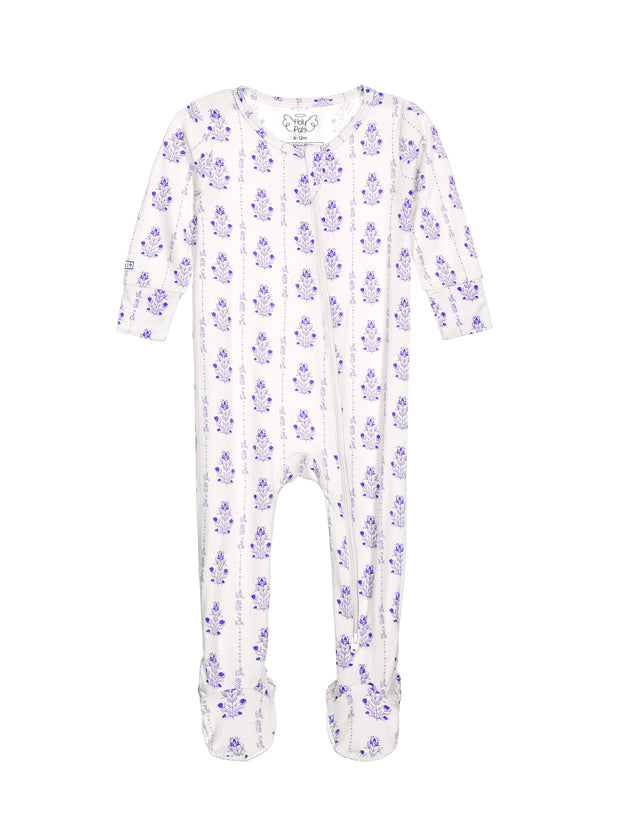 God is With You Floral PJ Footed Onesie Bamboo