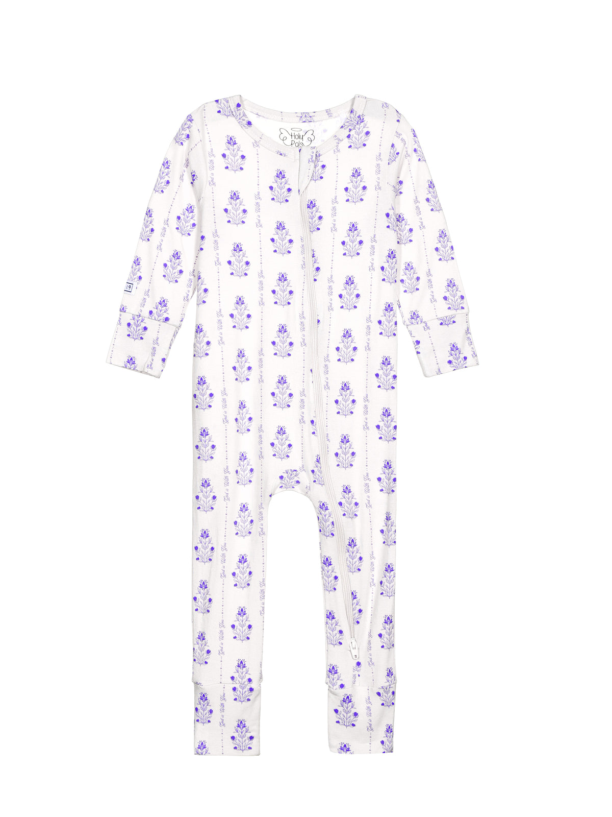 God is With You Floral PJ Footless Onesie Bamboo