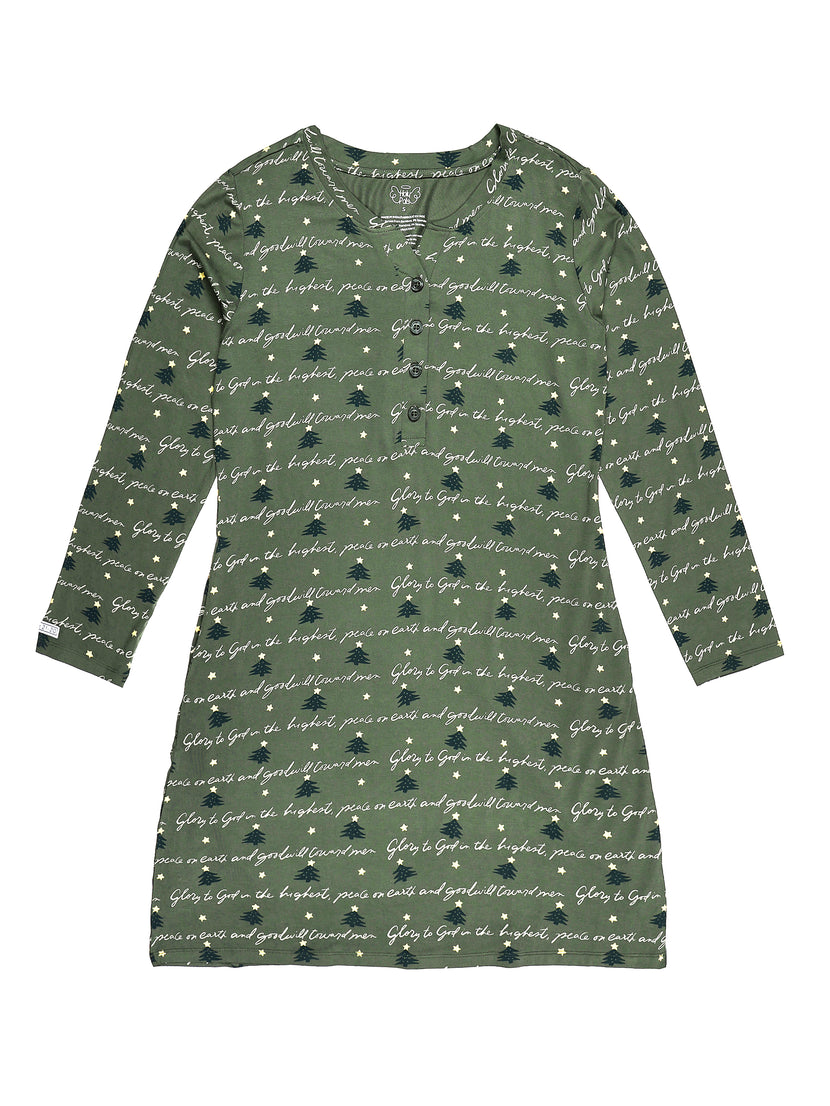 Glory to God Olive PJ Womens Nightgown Bamboo