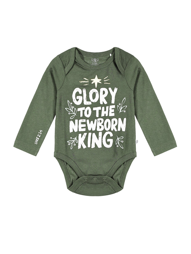 Baby Newborn King Green Bodysuit Cotton | Long Sleeve