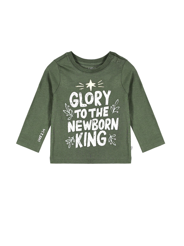 Baby Glory to the Newborn King Green T-Shirt Cotton | Long Sleeve