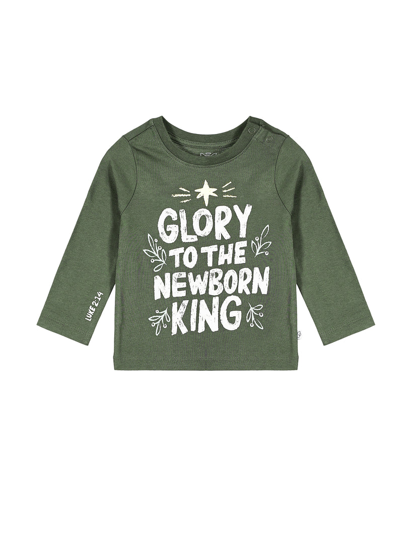 Baby Glory to the Newborn King Green T-Shirt Cotton | Long Sleeve