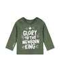 Baby Glory to the Newborn King Green T-Shirt Cotton | Long Sleeve