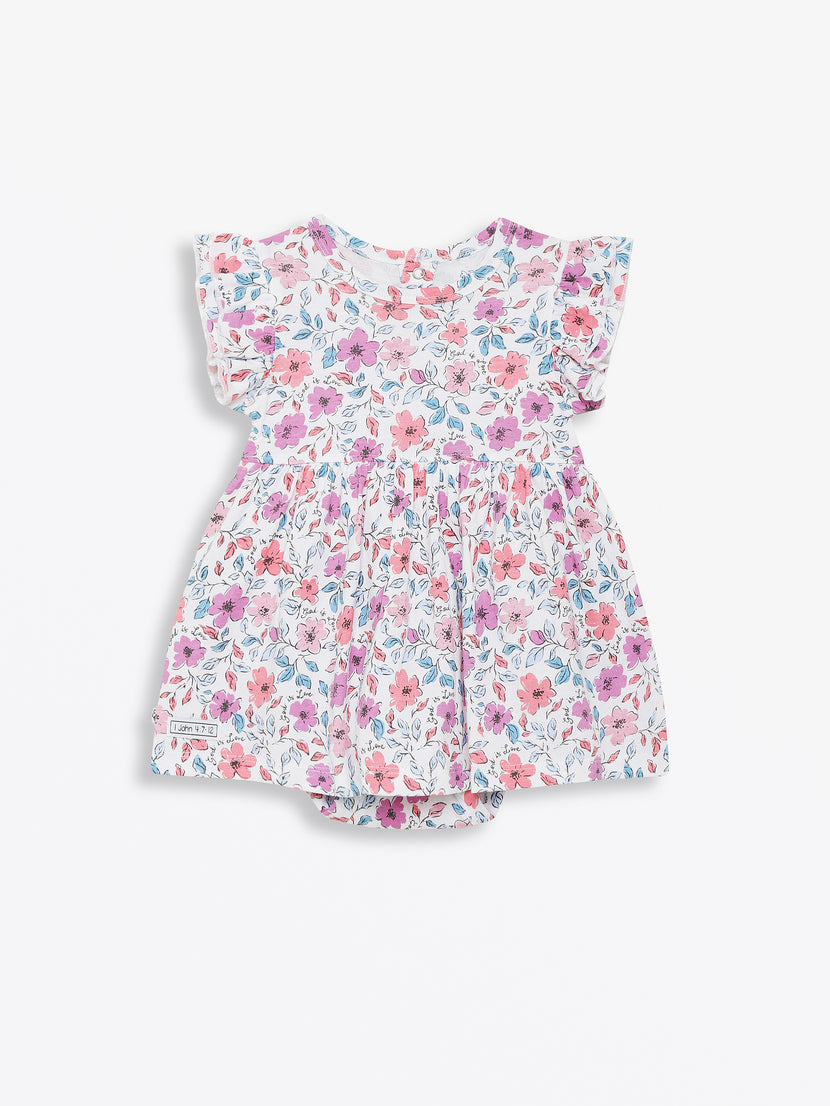 God is Love Short Sleeve Twirl Dress Bodysuit Cotton