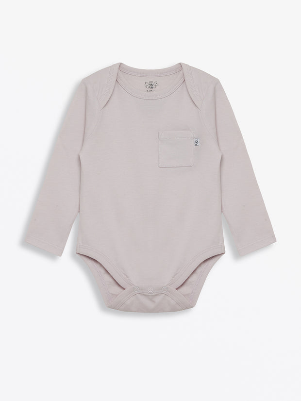 Baby Orchid Prayer Pocket Bodysuit | Long Sleeve