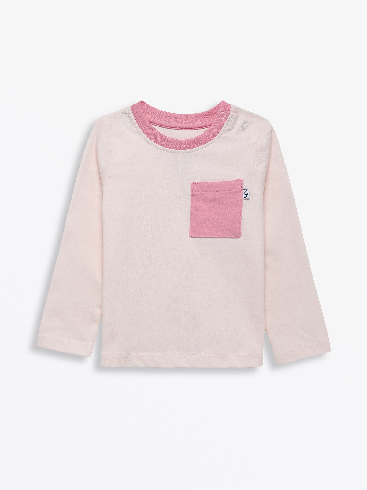 Baby Pink Prayer Pocket T-Shirt Cotton | Long Sleeve