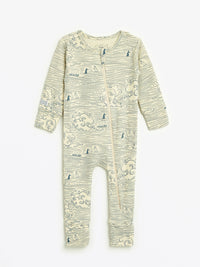 Walking on Water PJ Footless Onesie Ribbed Cotton/Bamboo Blend