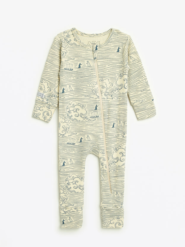 Walking on Water PJ Footless Onesie Ribbed Cotton-Bamboo Blend