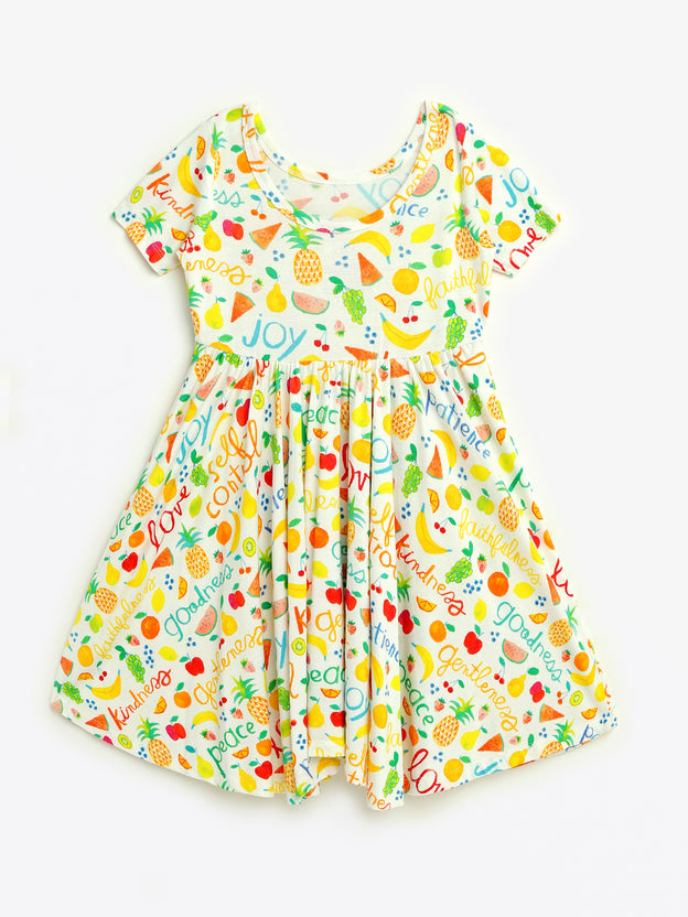 Fruit of the Spirit Short Sleeve Twirl Dress Bamboo