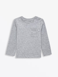 Baby Heather Gray Prayer Pocket T-Shirt Cotton | Long Sleeve