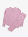 Solid Mauve Womens PJ Jogger Set Ribbed Cotton-Bamboo Blend