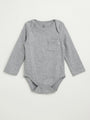Baby Heather Gray Prayer Pocket Bodysuit | Long Sleeve