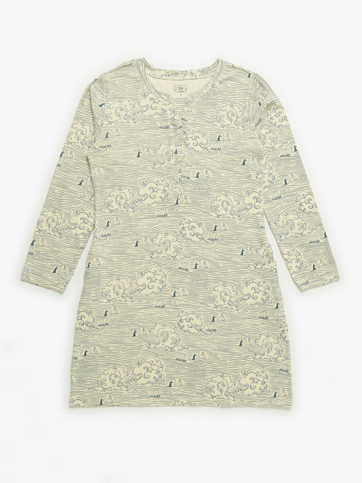 Walking on Water Womens Nightgown PJ Ribbed Cotton/Bamboo Blend