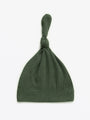 Solid Olive Knotted Hat Ribbed Cotton-Bamboo Blend