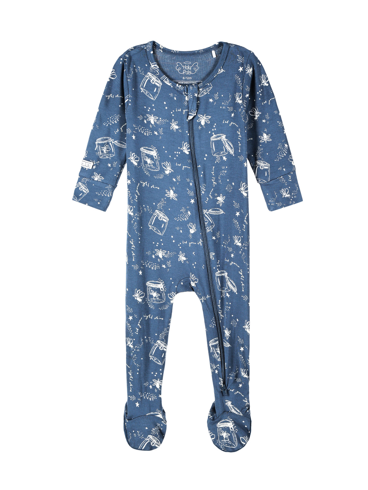 Let Your Light Shine Fireflies PJ Footed Onesie Bamboo