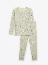 Walking on Water PJ Long Sleeve Set Ribbed Cotton/Bamboo Blend
