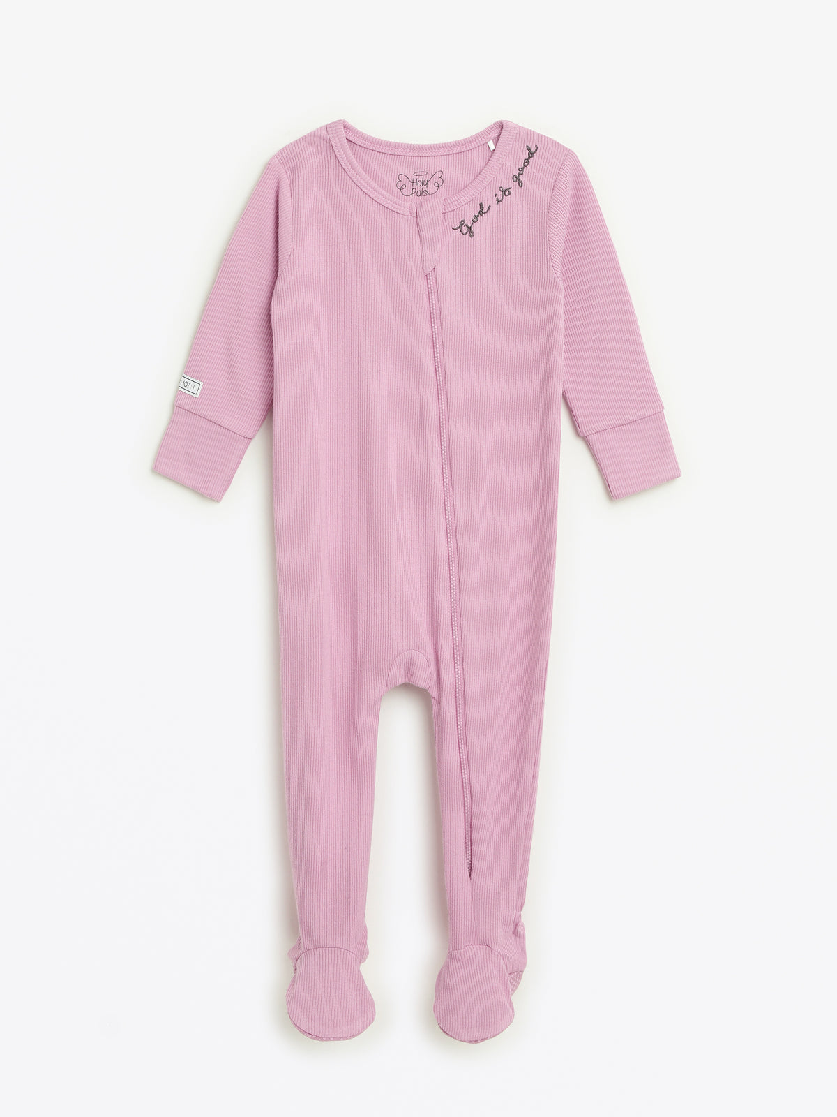 Solid Mauve PJ Footed Onesie Ribbed Cotton/Bamboo Blend