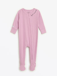 Solid Mauve PJ Footed Onesie Ribbed Cotton/Bamboo Blend