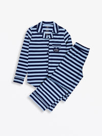 No Greater Love Blue Womens PJ Notch Collar Set Cotton