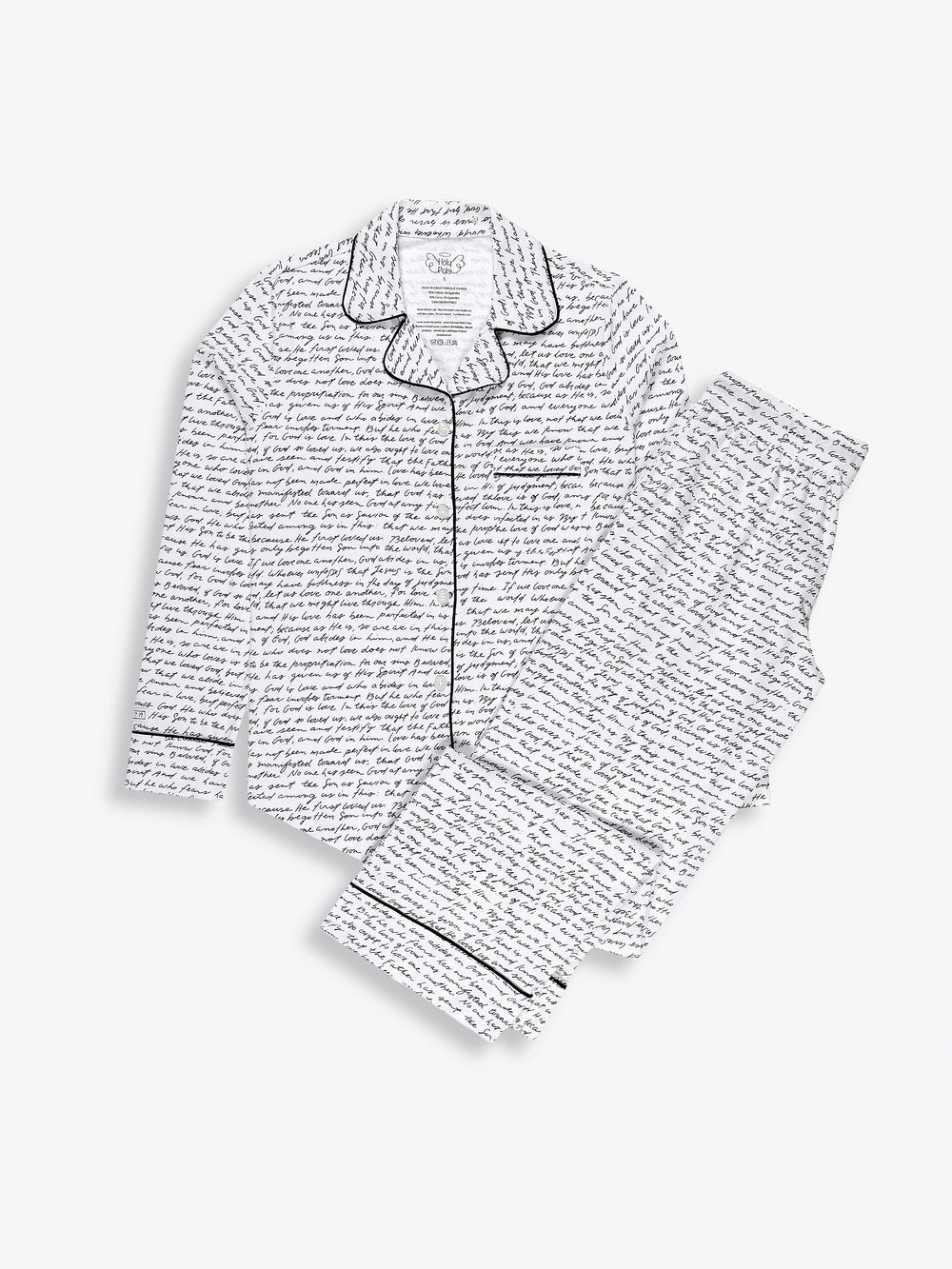 Love One Another Womens PJ Notch Collar Set Cotton