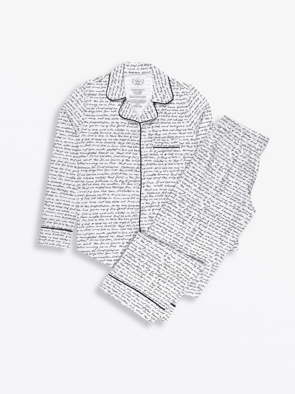 Love One Another Womens PJ Notch Collar Set Cotton