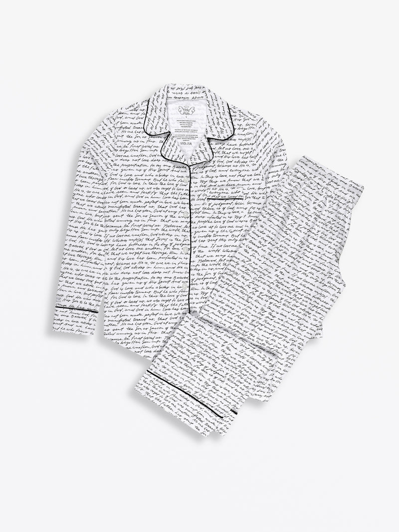 Love One Another Womens PJ Notch Collar Set Cotton