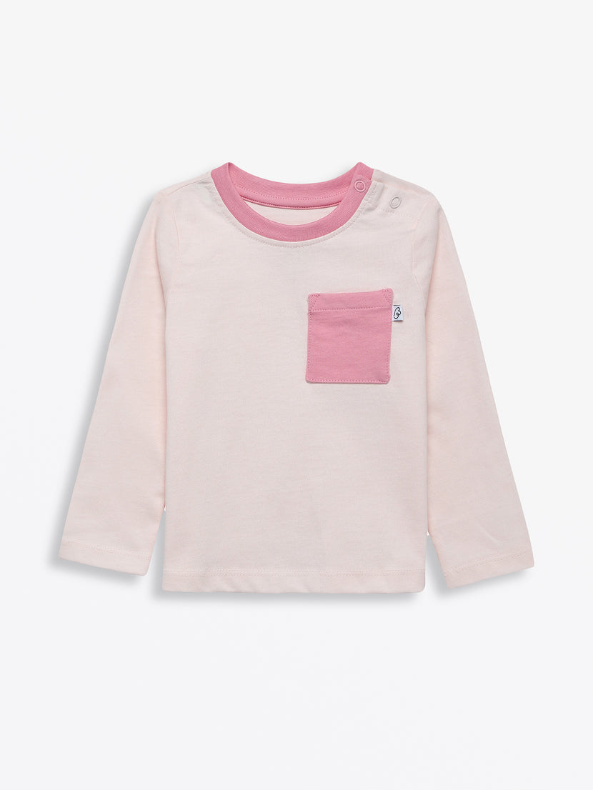 Kids Pink Prayer Pocket T-Shirt | Long Sleeve