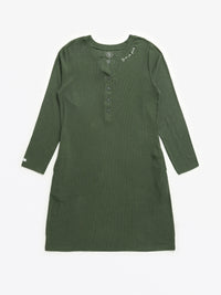 Solid Olive Womens Nightgown PJ Ribbed Cotton/Bamboo Blend