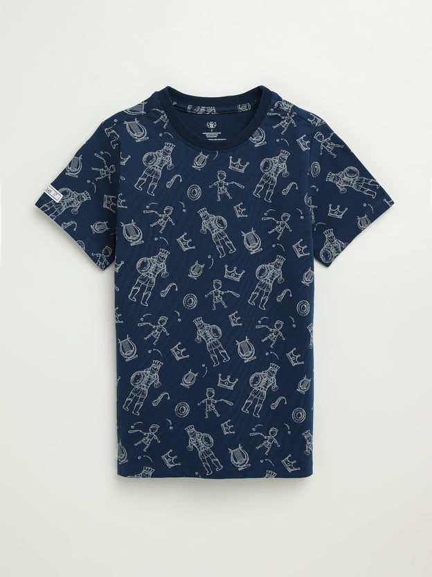 Kids David & Goliath Sailor Blue T-Shirt Cotton | Short Sleeve