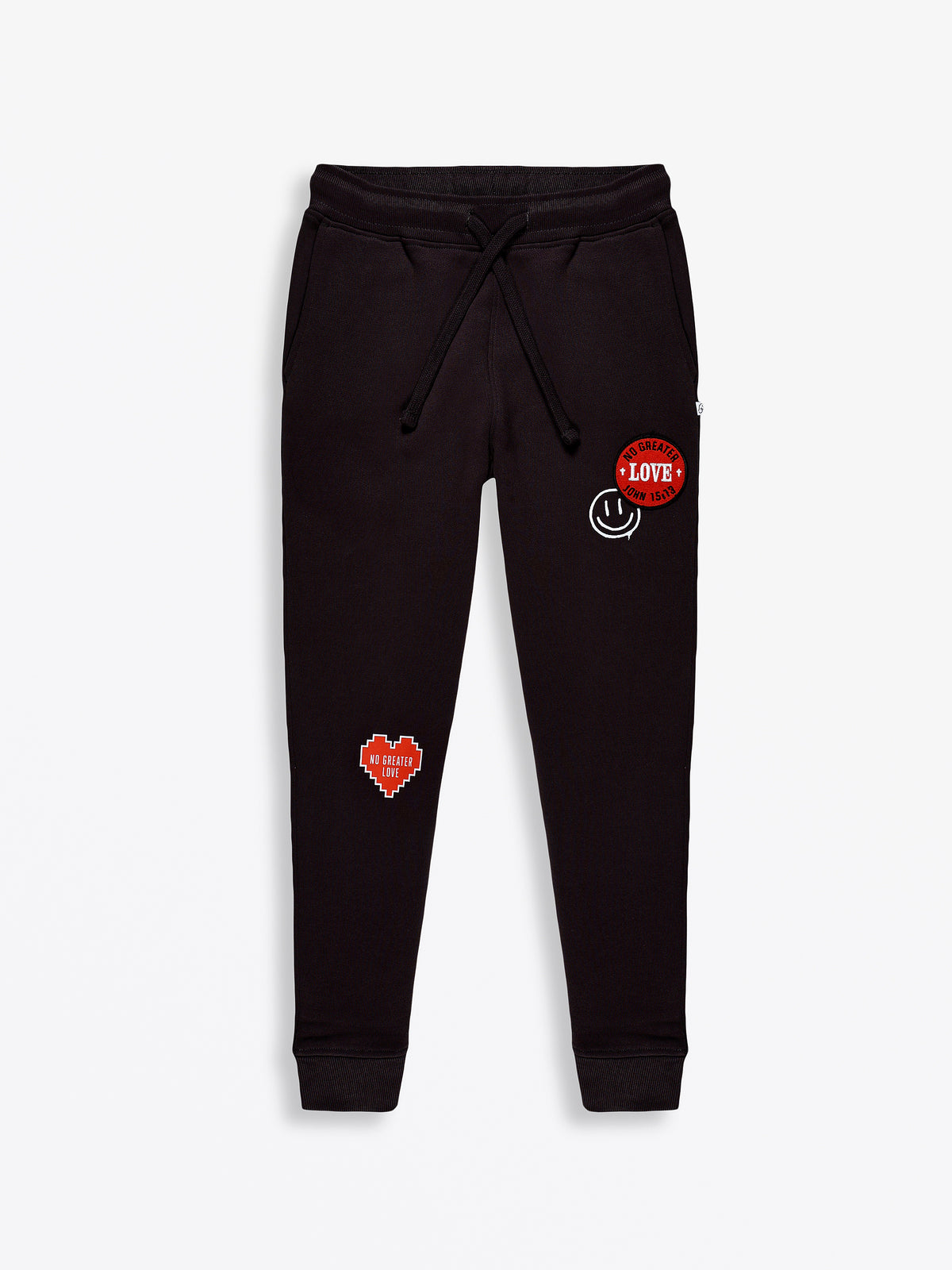 No Greater Love Vintage Washed Black Cotton Fleece Jogger