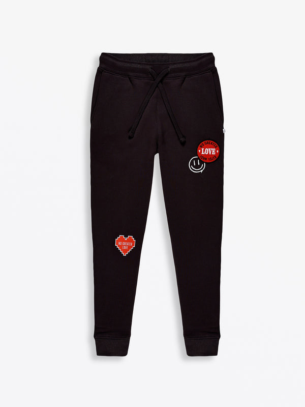 No Greater Love Vintage Washed Black Cotton Fleece Jogger
