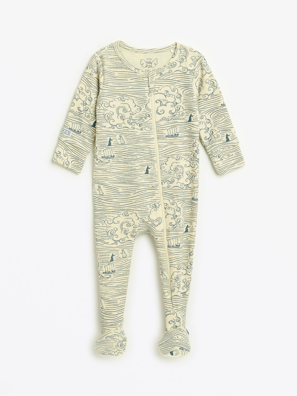 Walking on Water PJ Footed Onesie Ribbed Cotton/Bamboo Blend
