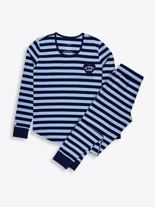 No Greater Love Blue Womens PJ Jogger Set Cotton