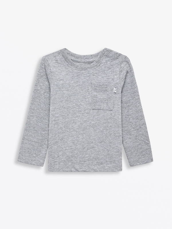 Heather Gray Prayer Pocket Long Sleeve T-Shirt Cotton