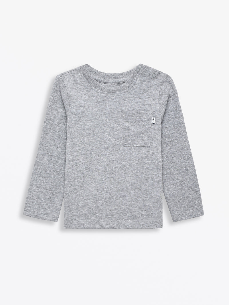 Heather Gray Prayer Pocket Long Sleeve T-Shirt Cotton