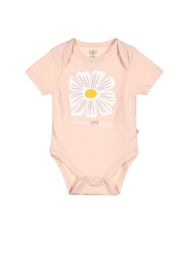 Baby Rejoice in the Lord Floral Bodysuit Cotton | Short Sleeve