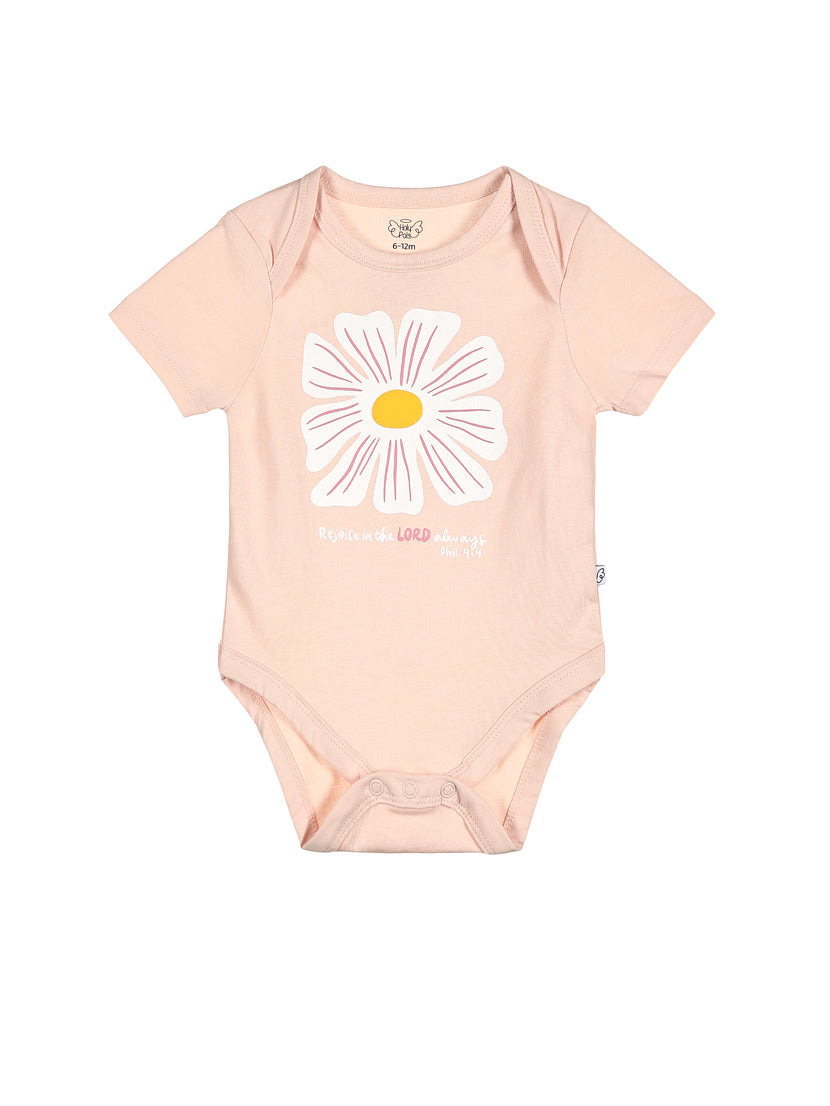 Baby Rejoice in the Lord Floral Bodysuit Cotton | Short Sleeve