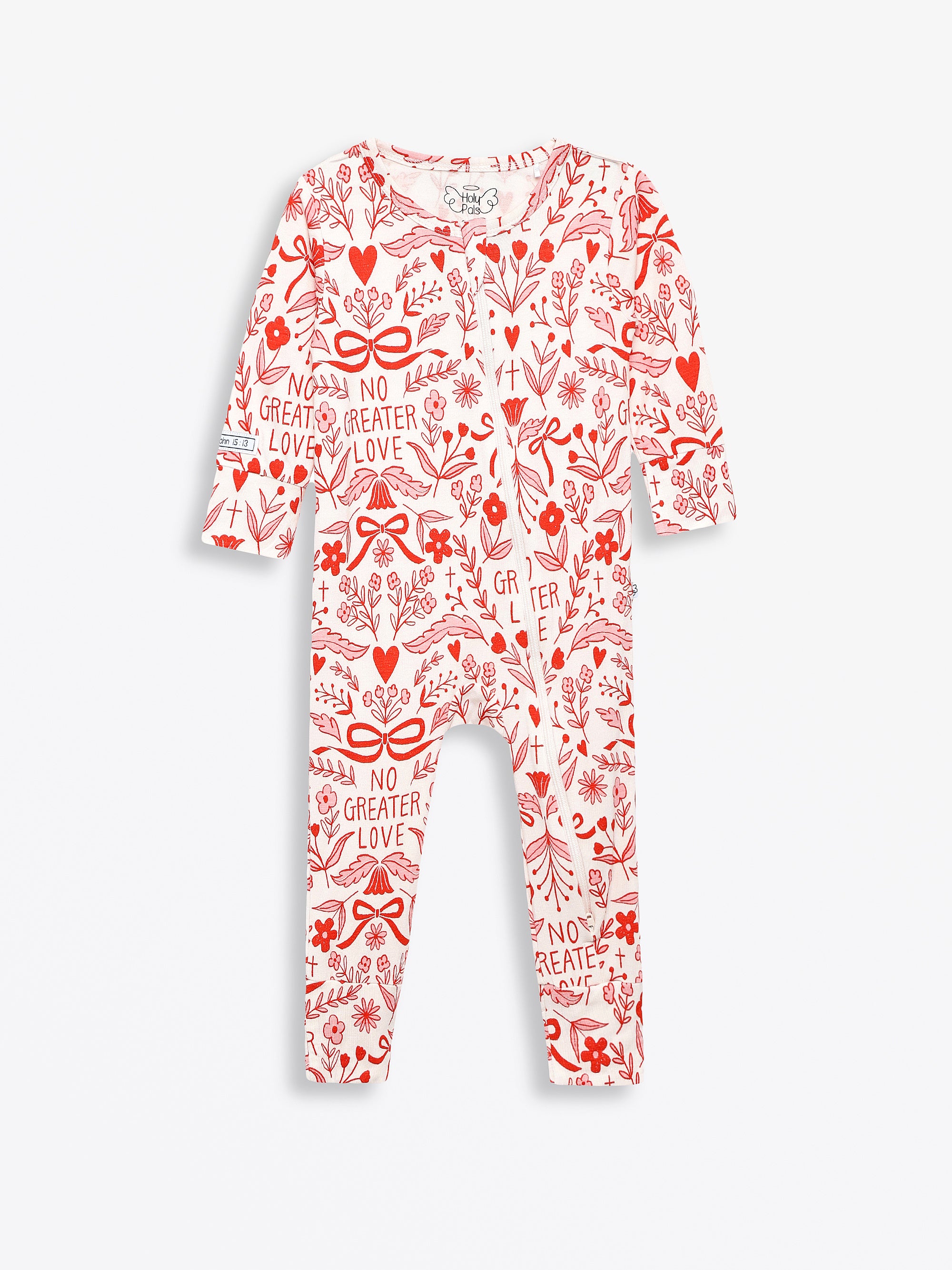 No Greater Love Pink Footless Onesie Bamboo – Holy Pals
