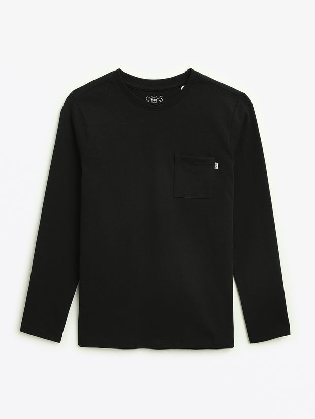 Kids Black Prayer Pocket T-Shirt | Long Sleeve