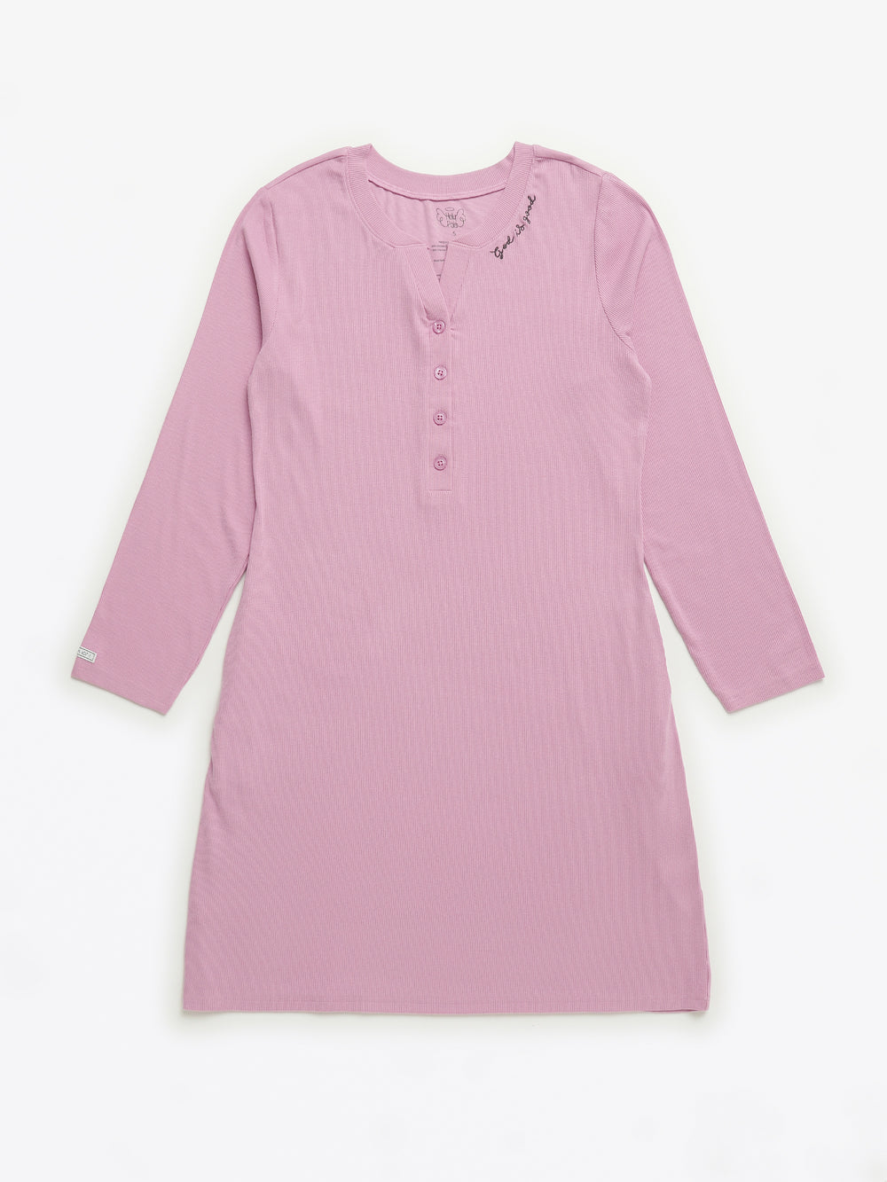 Solid Mauve Womens Nightgown PJ Ribbed Cotton-Bamboo Blend