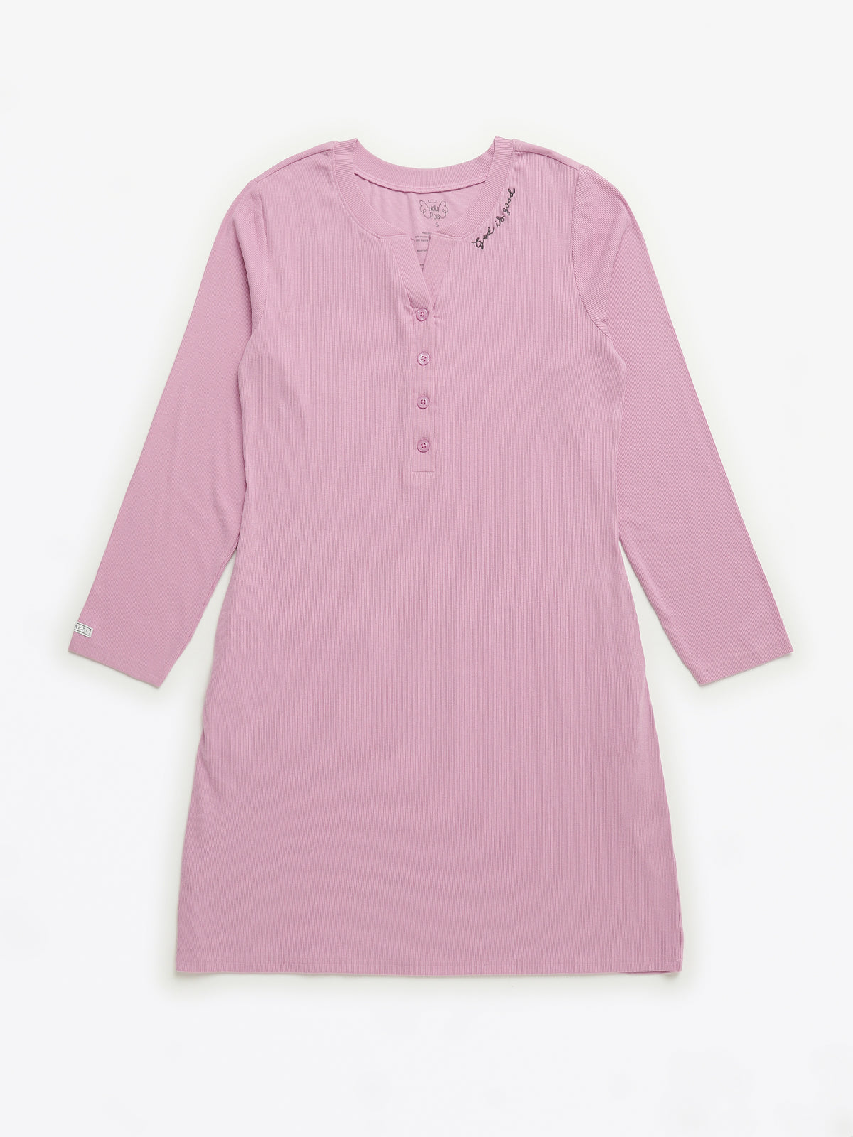 Solid Mauve Womens Nightgown PJ Ribbed Cotton/Bamboo Blend