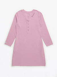 Solid Mauve Womens Nightgown PJ Ribbed Cotton/Bamboo Blend