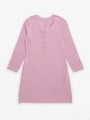 Solid Mauve Womens Nightgown PJ Ribbed Cotton-Bamboo Blend