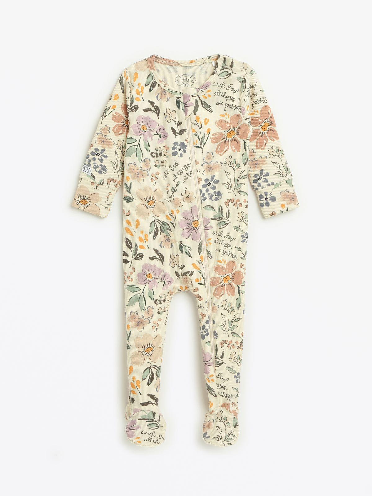 All Things Are Possible Footed Onesie PJ Ribbed Cotton/Bamboo Blend